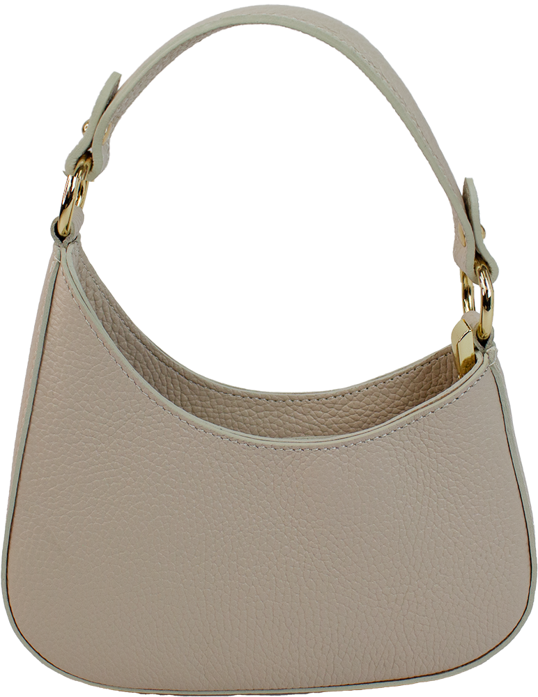 ITALIAN LEATHER ASYMMETRICAL HANDBAG: Beige