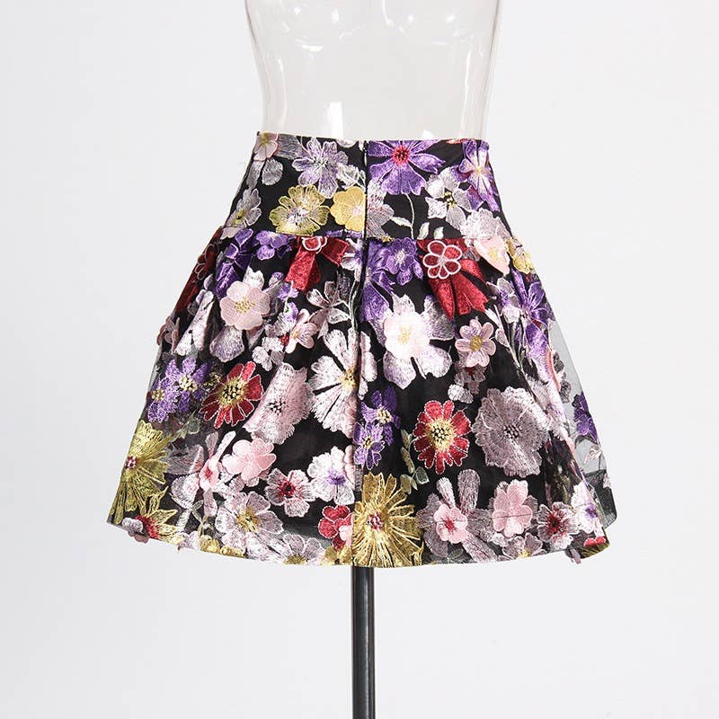 TAO | PS Black Floral Top & A-Line Skirt Ensemble