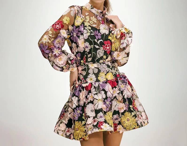 TAO | PS Black Floral Top & A-Line Skirt Ensemble