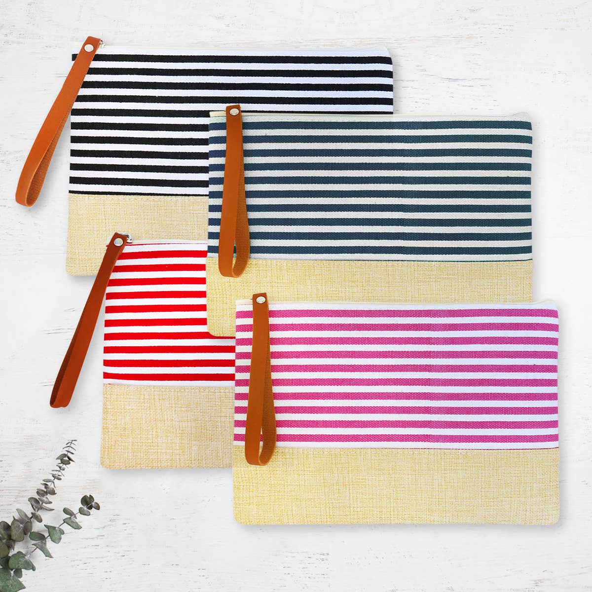 Bag Makeup | Striped Wristlet Clutch Navy