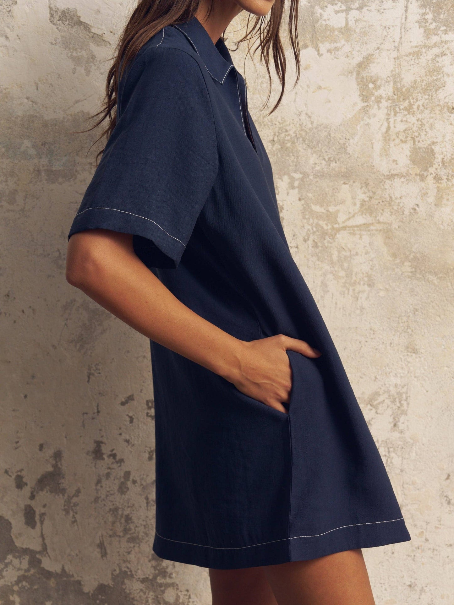 Handloom | Mae Popover Mini Dress - Navy