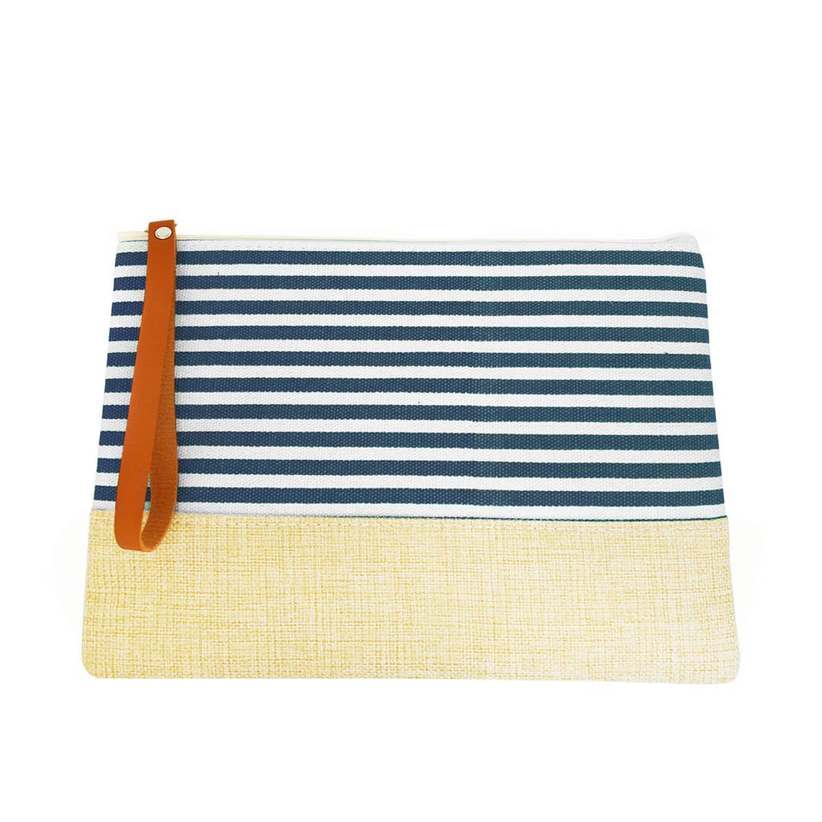 Bag Makeup | Striped Wristlet Clutch Navy