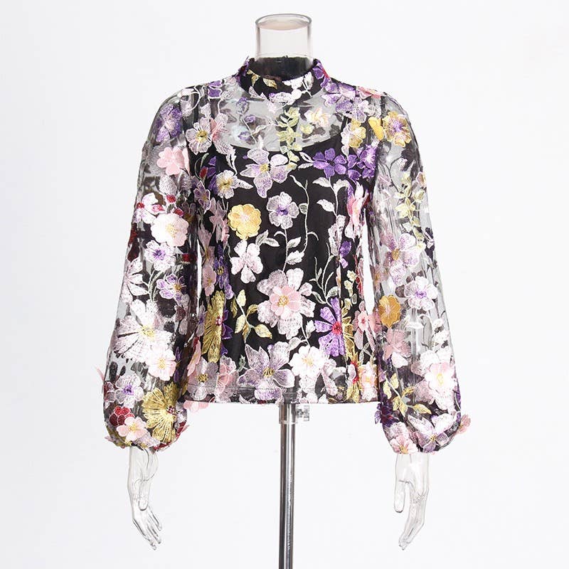 TAO | PS Black Floral Top & A-Line Skirt Ensemble