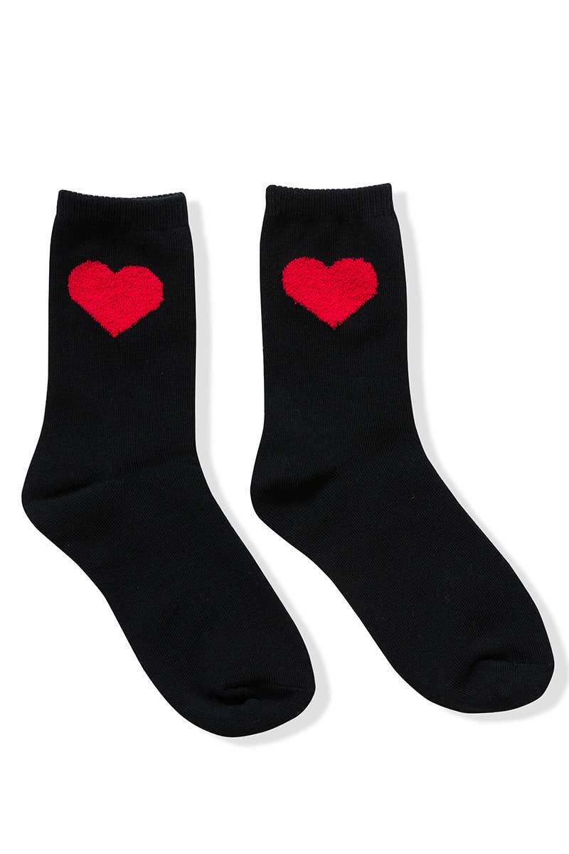 Socks | White Valentine Heart Crew