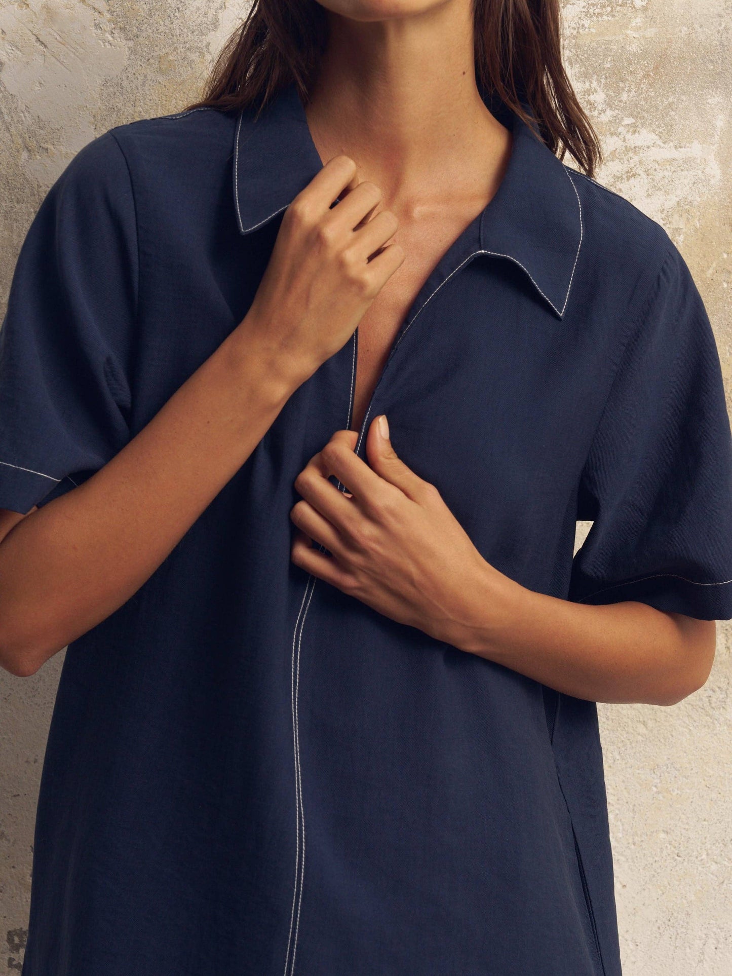 Handloom | Mae Popover Mini Dress - Navy
