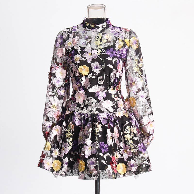 TAO | PS Black Floral Top & A-Line Skirt Ensemble