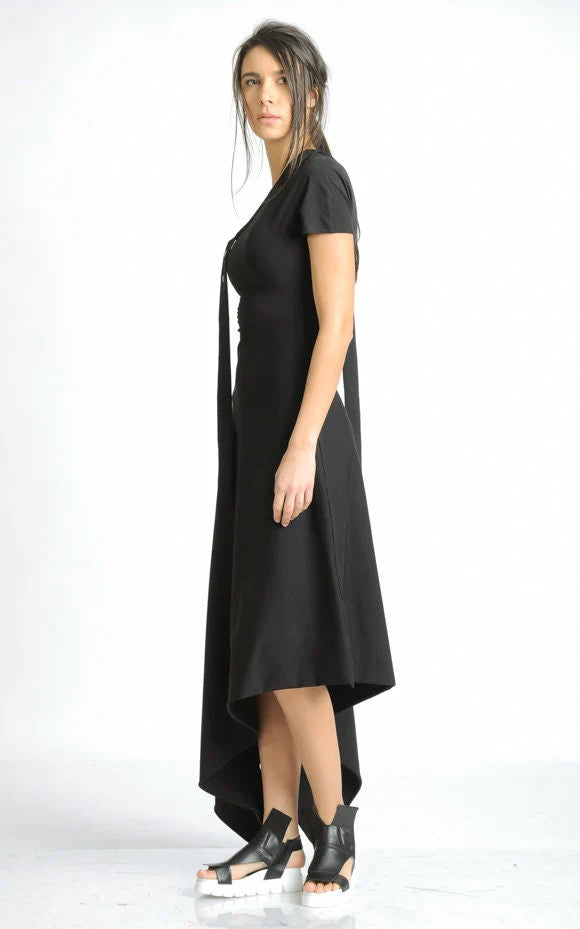 Metamorphoza | Asymmetric Cotton Black Dress