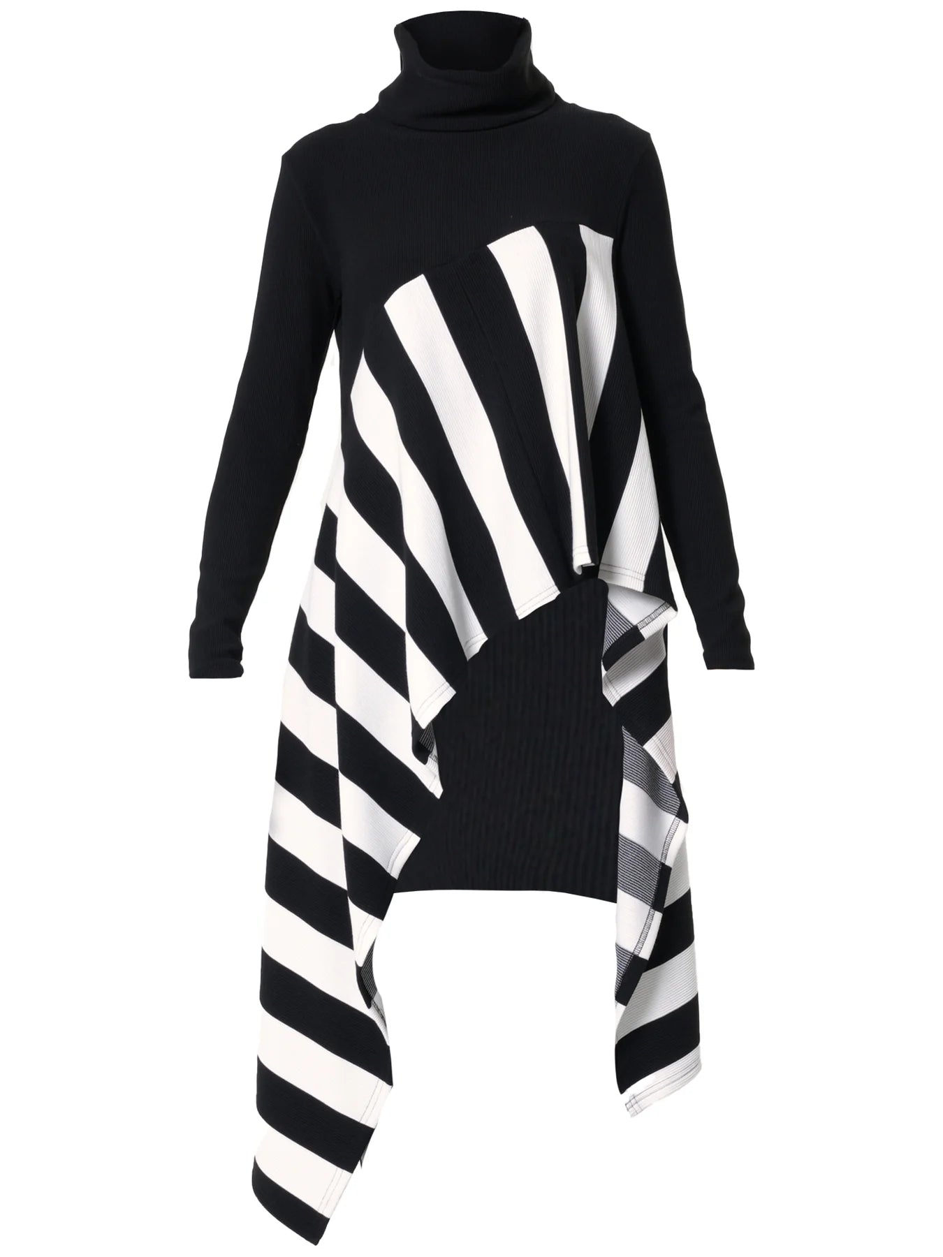 Metamorphoza | Asymmetric Striped Tunic In Black and White
