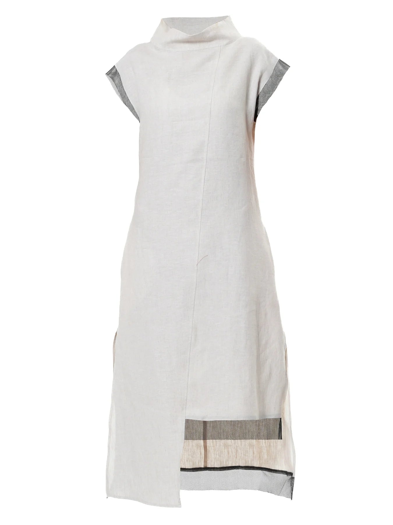 Metamorphoza | Asymmetrical Linen Dress In Beige