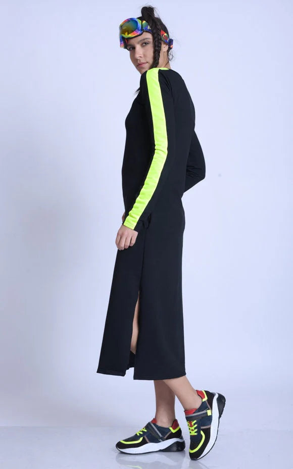 Metamorphoza | Long Sleeve Casual Dress With Neon Details