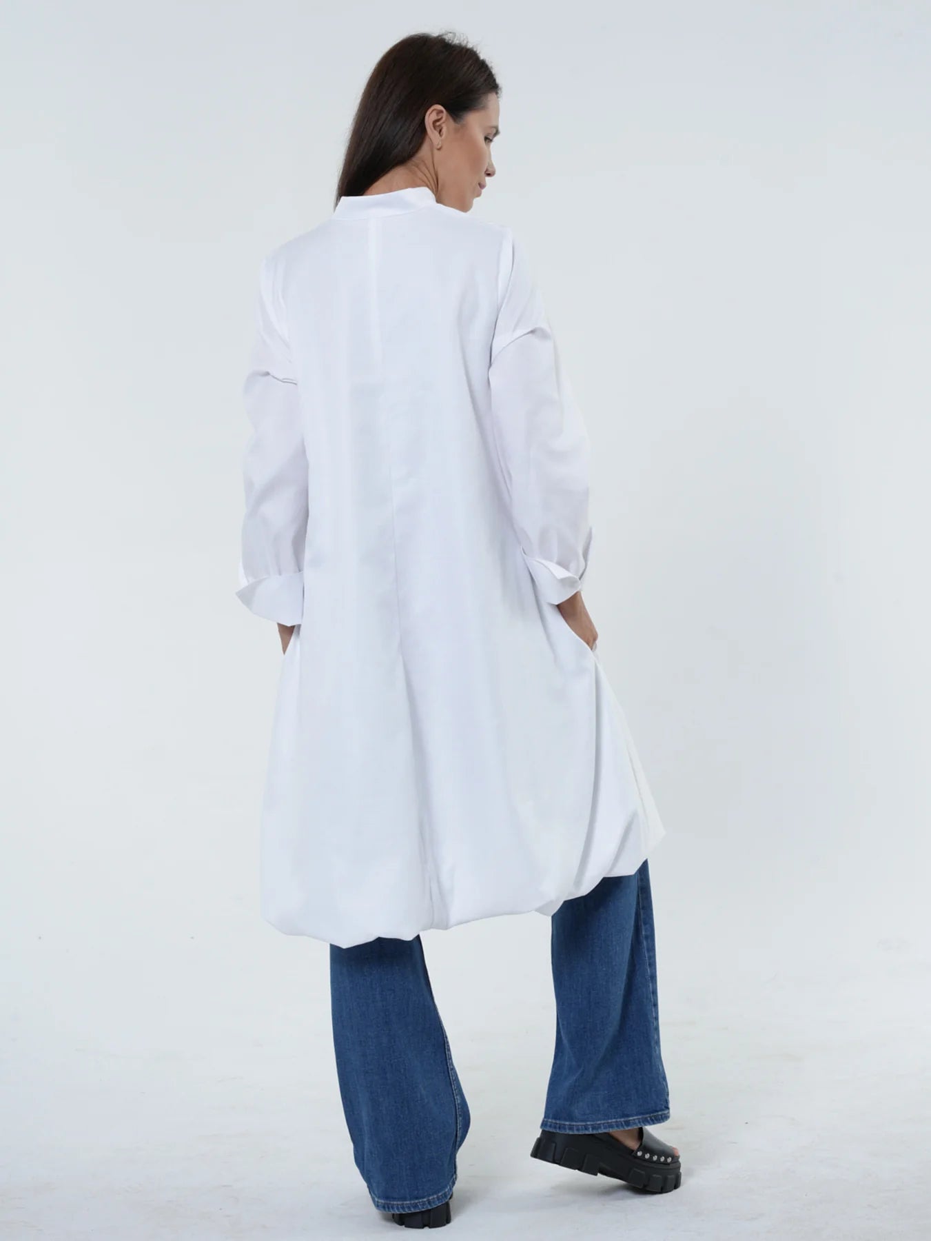 Metamorphoza | Long Sleeve Tunic Dress In White