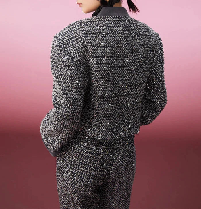 Mukzin | Thin Bead Flower Splicing Coat