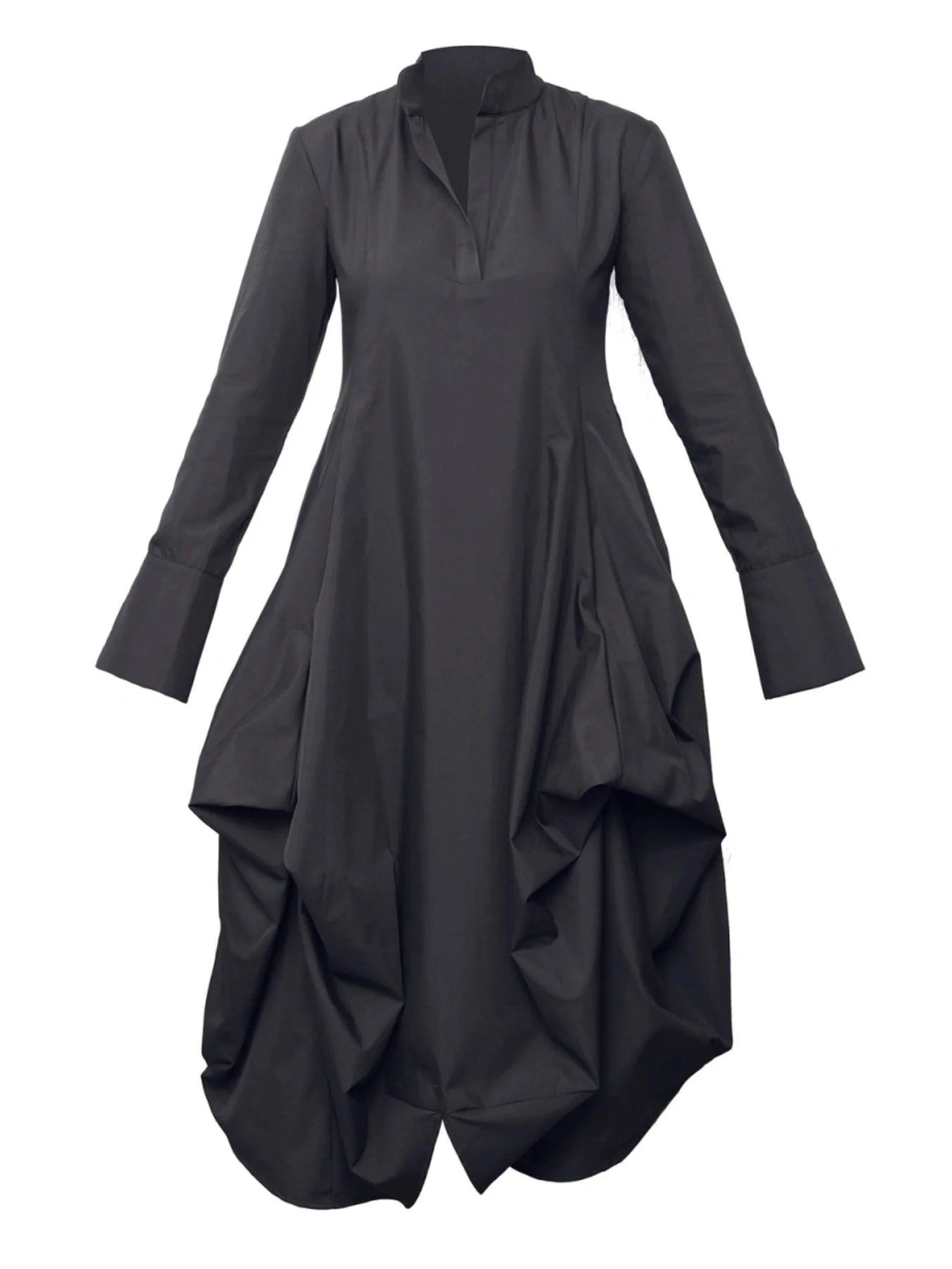 Metamorphoza | Maxi Asymmetric Collar Shirt Dress (Red, Black, Green)