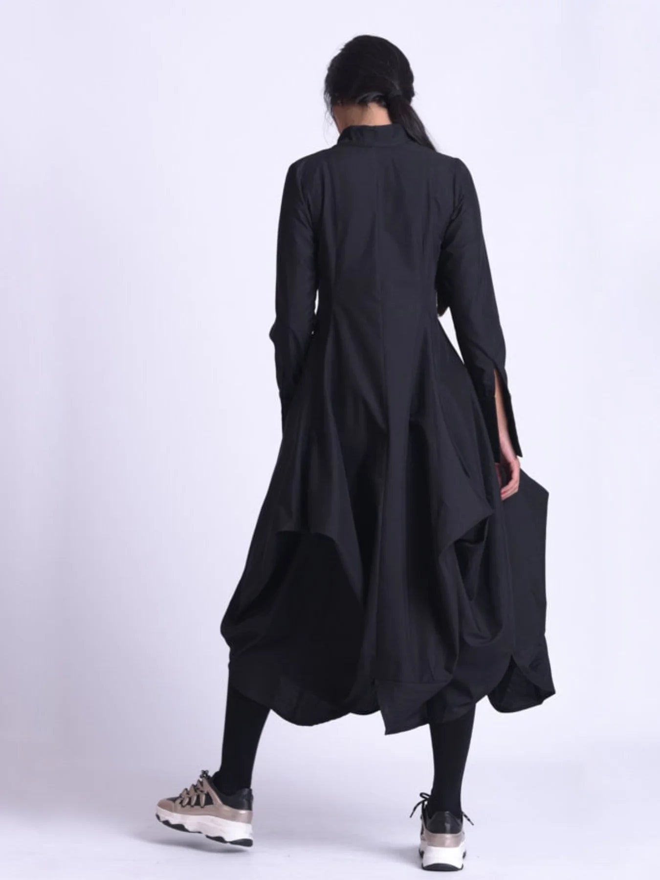 Metamorphoza | Maxi Asymmetric Collar Shirt Dress (Red, Black, Green)