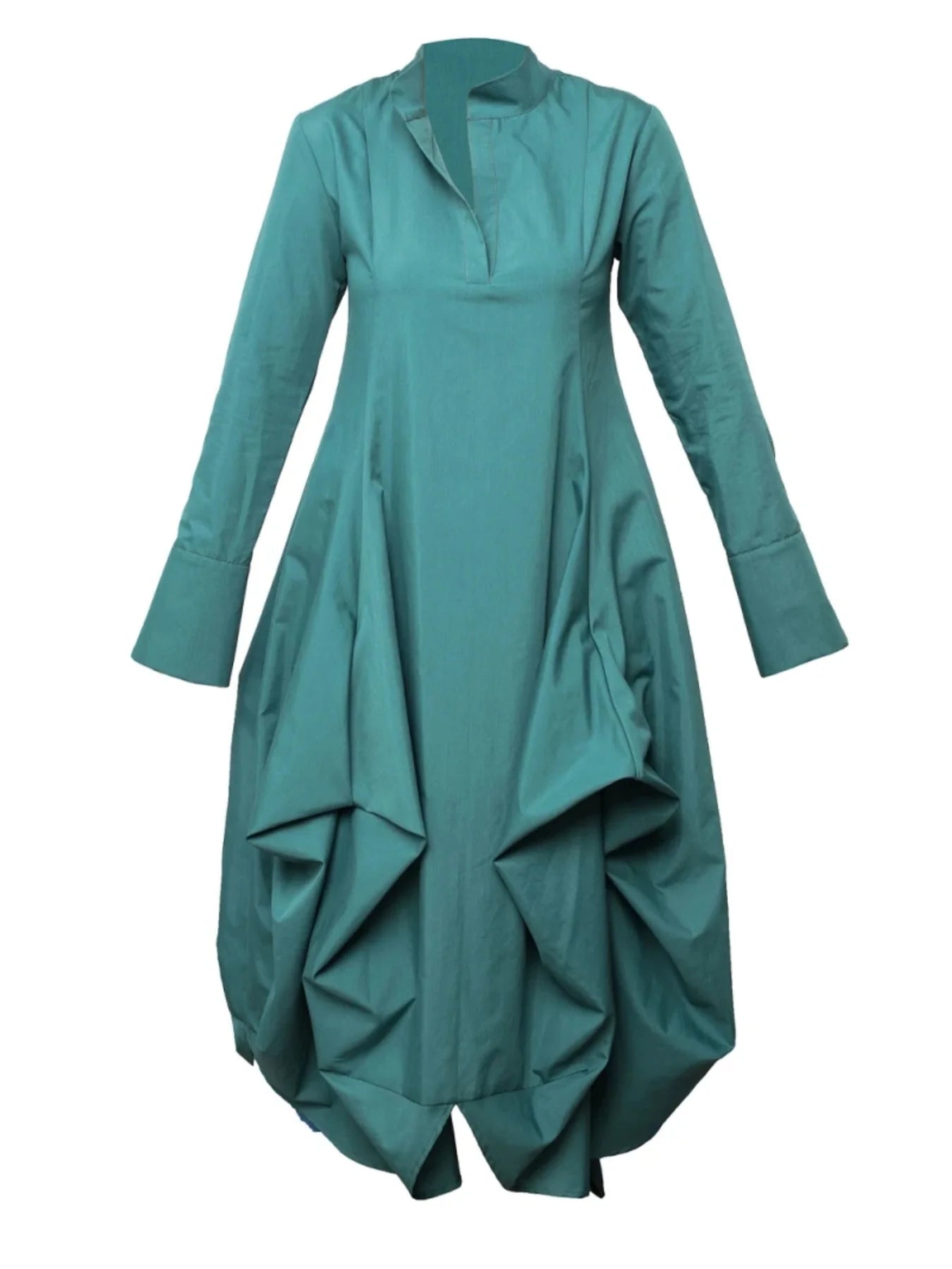 Metamorphoza | Maxi Asymmetric Collar Shirt Dress (Red, Black, Green)