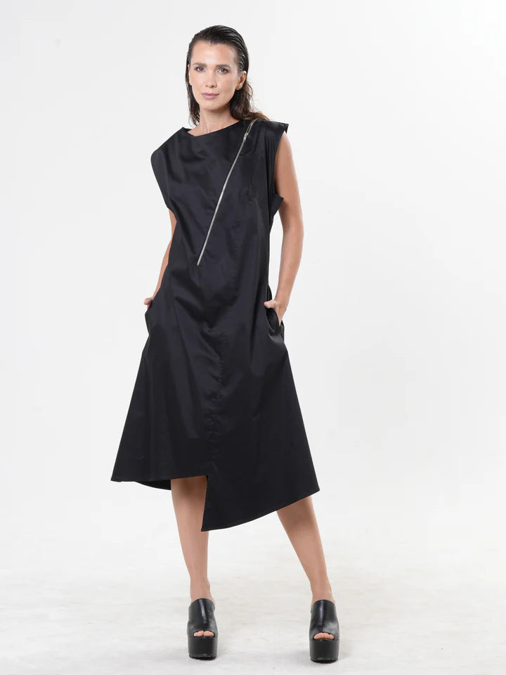 Metamorphoza | Midi Zipper Dress In Black