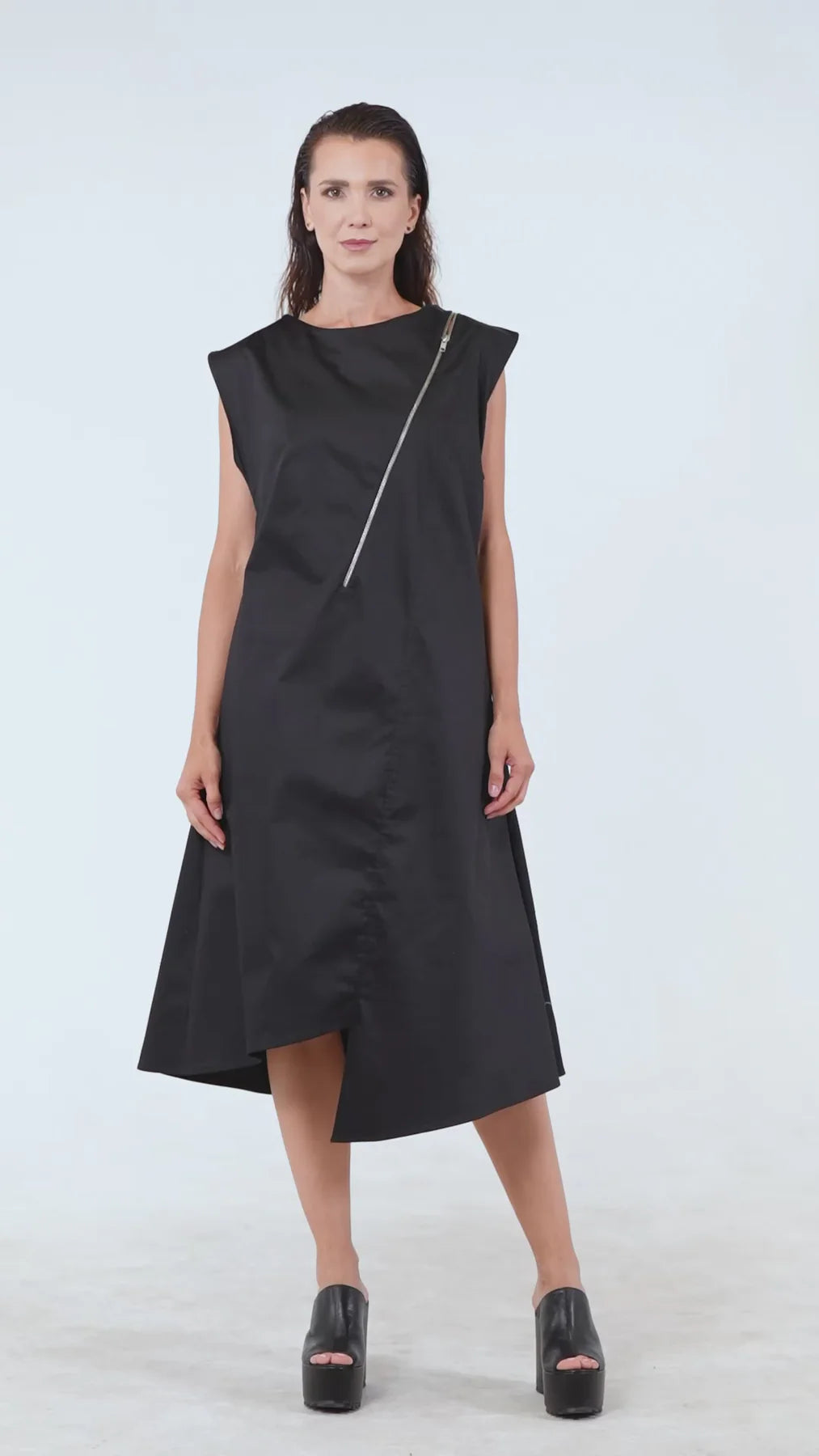 Metamorphoza | Midi Zipper Dress In Black