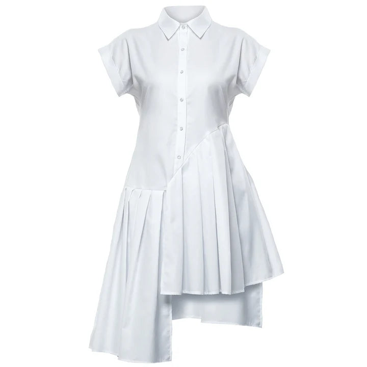 Metamorphoza | Pleated Tunic Shirt In White