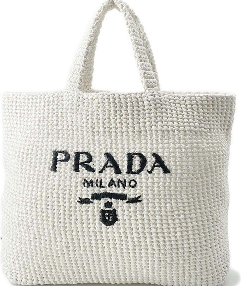 Prada | Crochet Tote Bag Raffia White