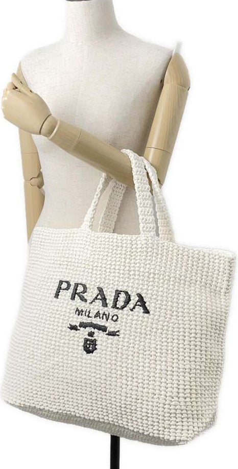 Prada | Crochet Tote Bag Raffia White
