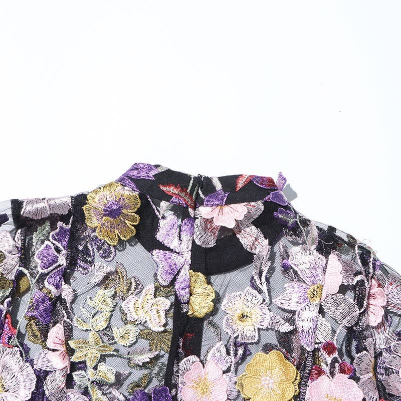 TAO | PS Black Floral Top & A-Line Skirt Ensemble