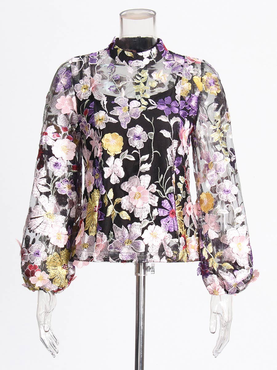 TAO | PS Black Floral Top & A-Line Skirt Ensemble