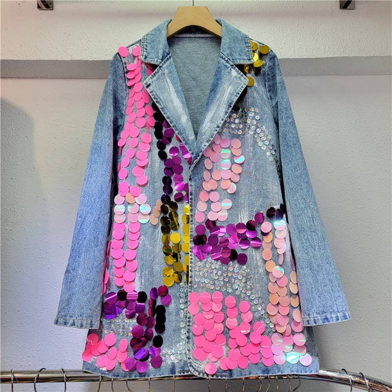 TAO | PS Hand-Painted Sequined Denim Blazer