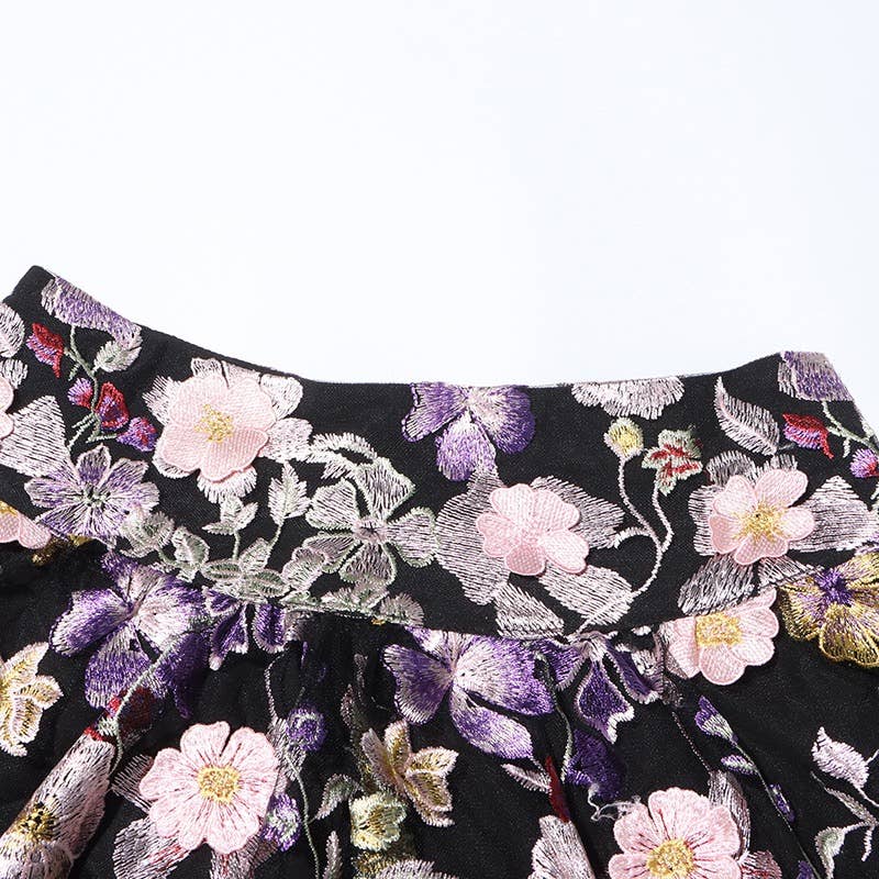 TAO | PS Black Floral Top & A-Line Skirt Ensemble