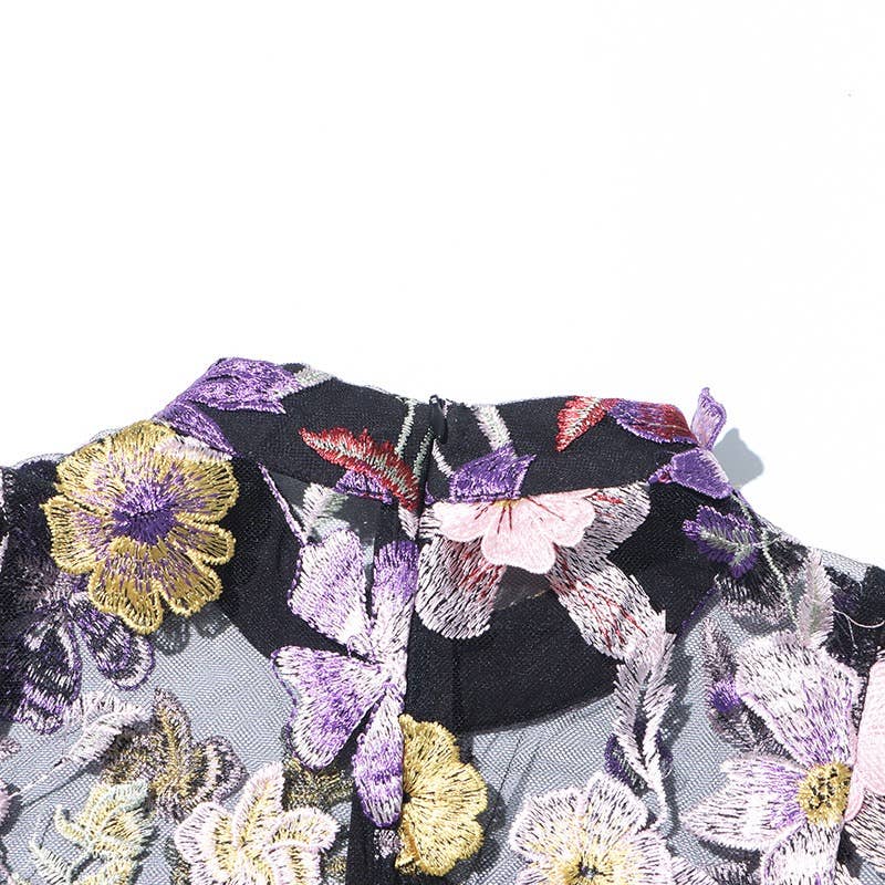 TAO | PS Black Floral Top & A-Line Skirt Ensemble