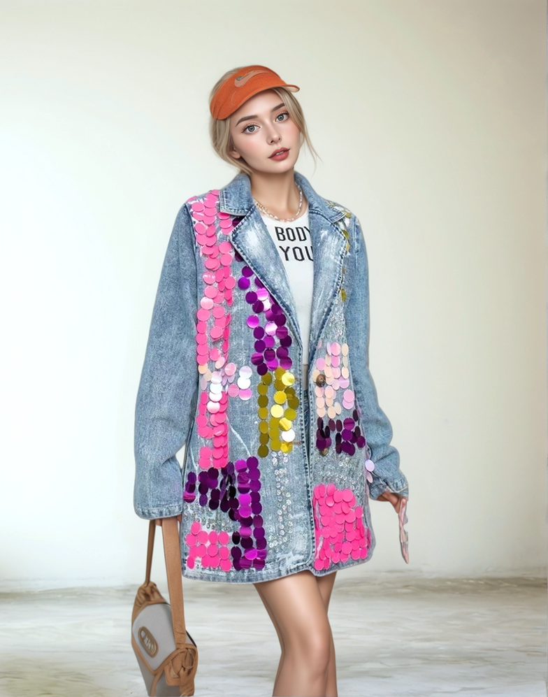 TAO | PS Hand-Painted Sequined Denim Blazer