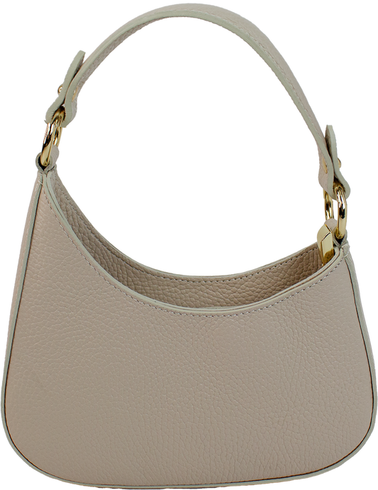 ITALIAN LEATHER ASYMMETRICAL HANDBAG: Beige