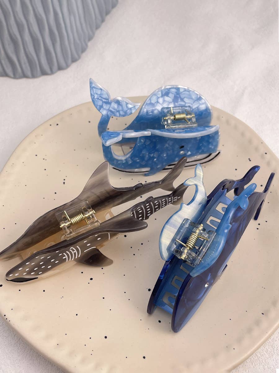 HAIR CLIPS: Ocean whale with baby