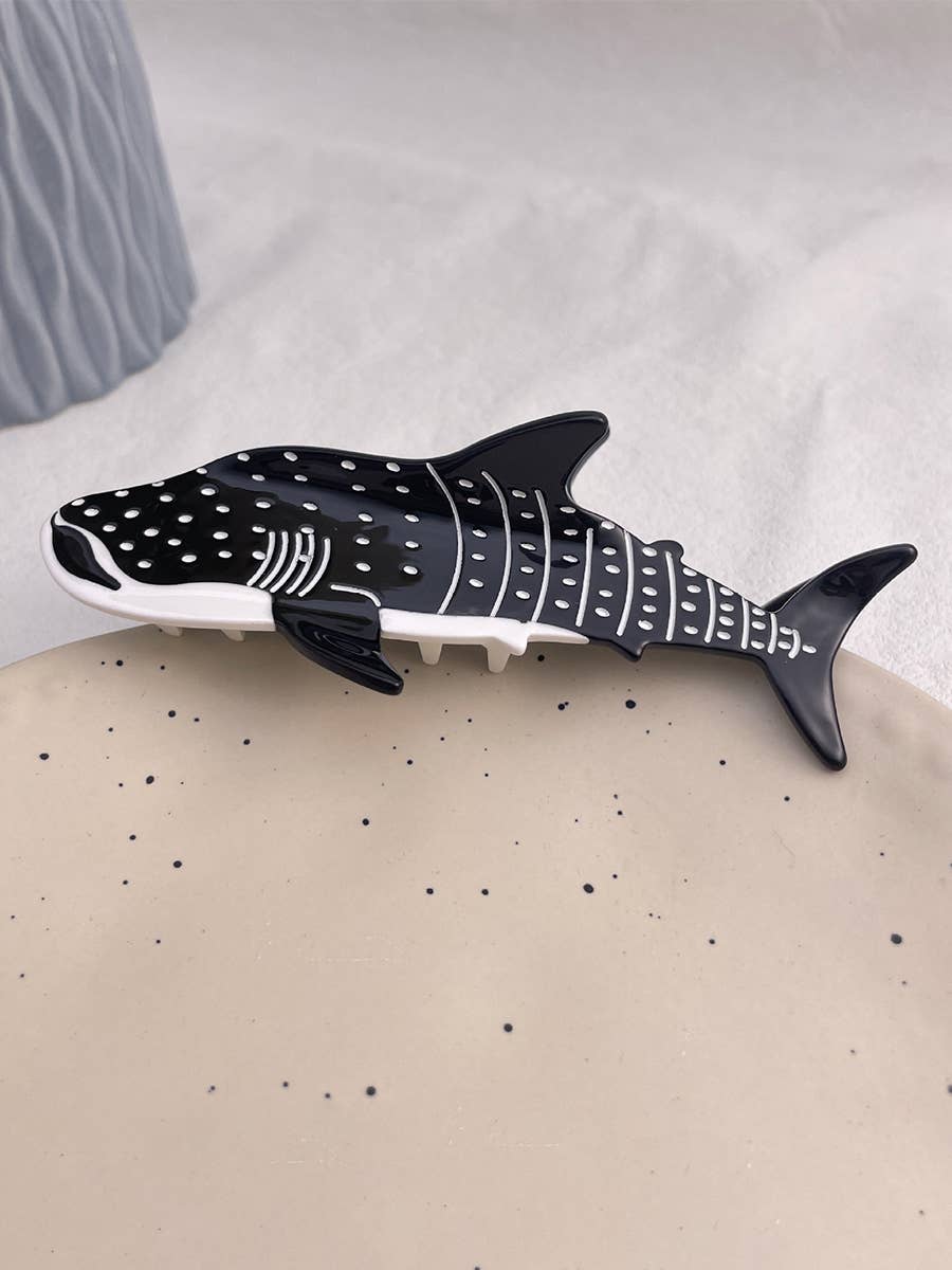 HAIR CLIPS: Black Ocean Whale