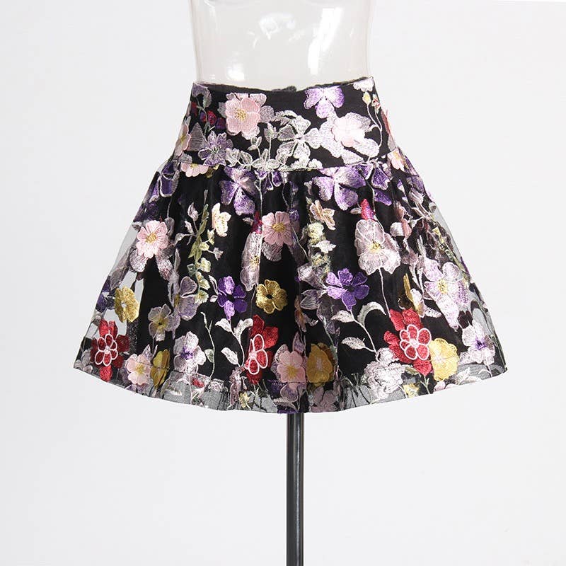 TAO   |    PS Black Floral Top &amp; A-Line Skirt Ensemble