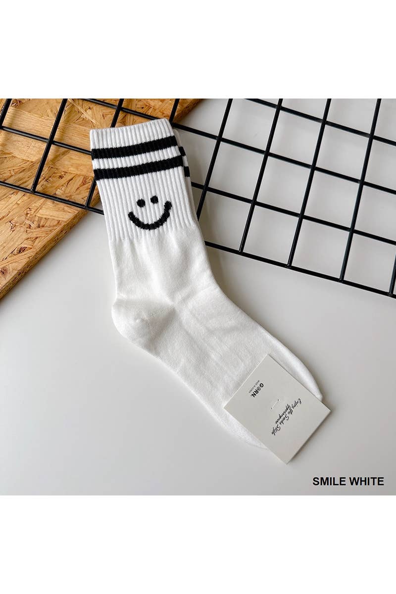 .SMILEY CREW SOCKS Mother&#39;s day gift: OS / SMILE WHITE-164703