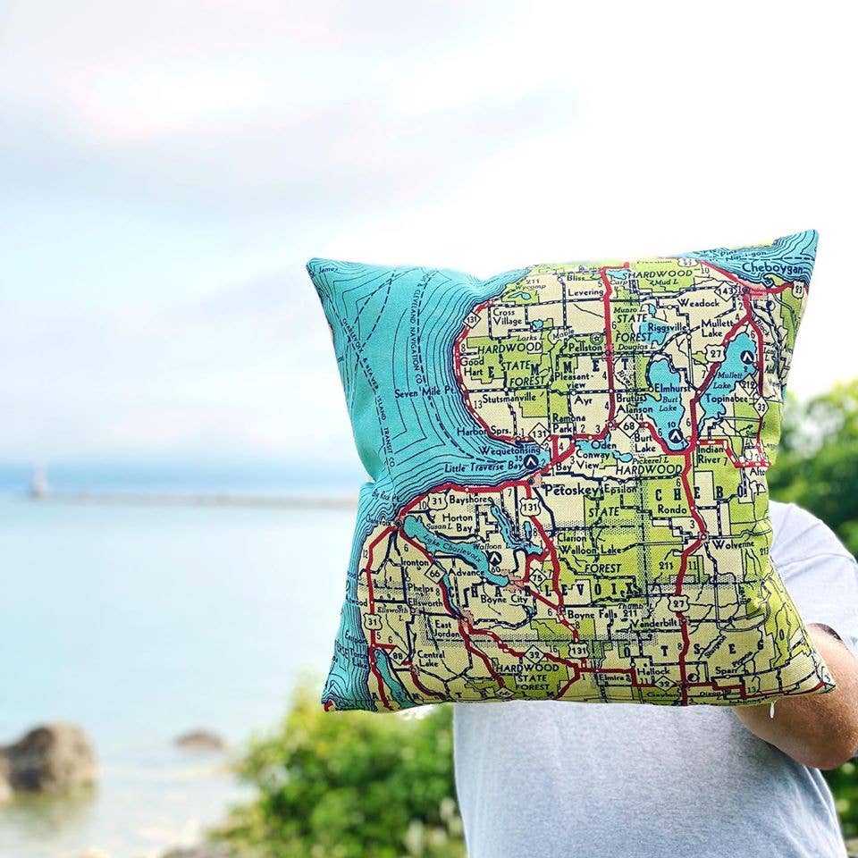 Cushion_Map Pillow Throw Pillow Decorative Map Pillow: Cover with Pillow Insert