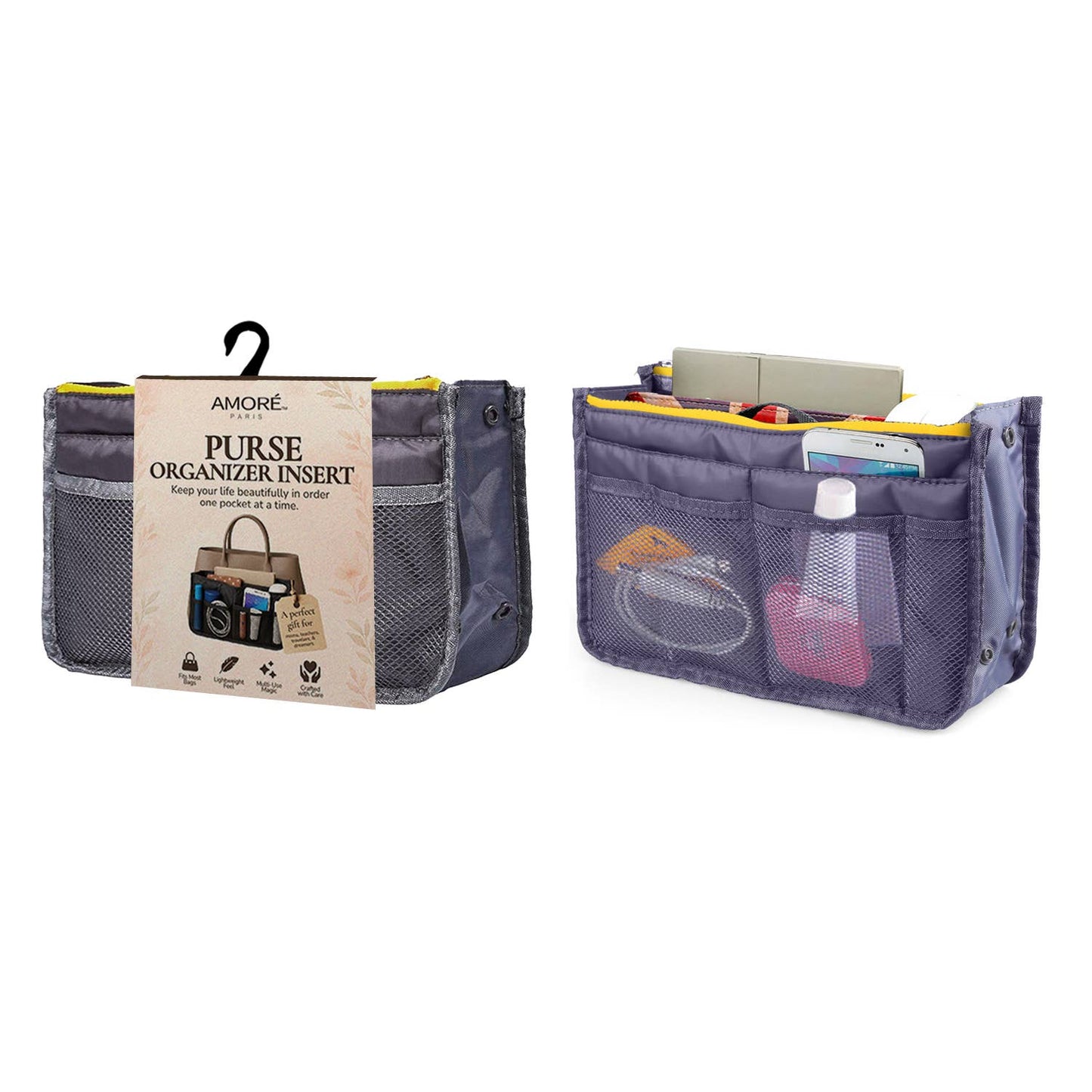 Travel Tote Handbag/Purse Insert Cosmetic Organizer: Green