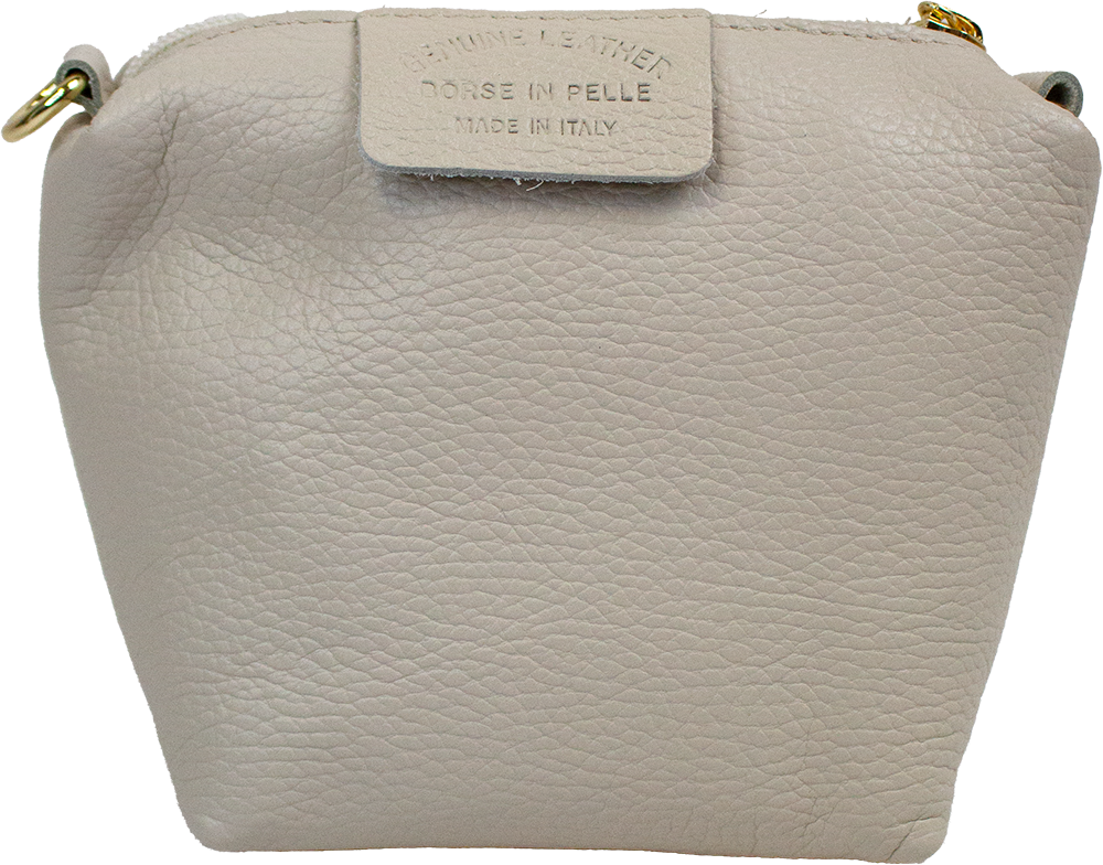 ITALIAN LEATHER BUCKET BAG: Beige