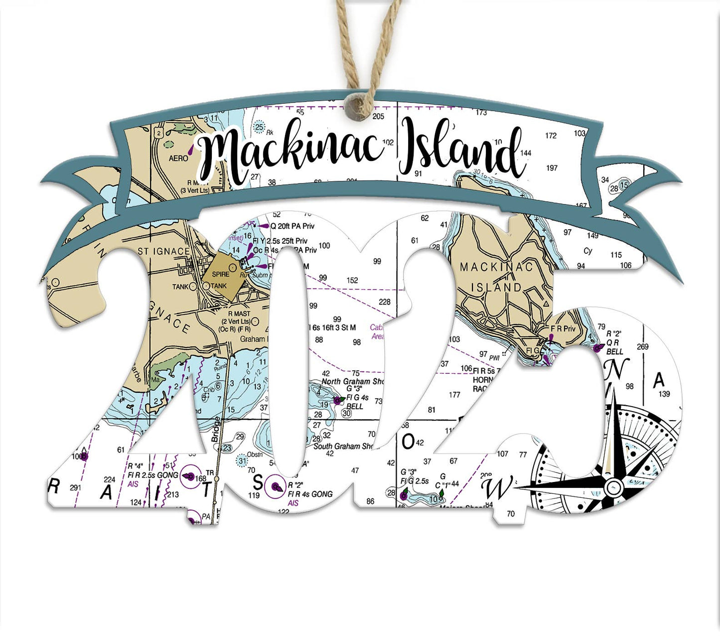 Wood 2025/Year Shaped Ornament with Map -Custom Location!