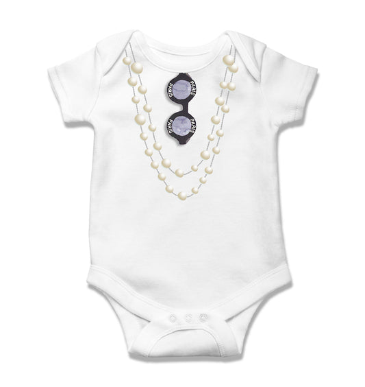 Baby Onesie - Pearl Necklace: 6-9 Months