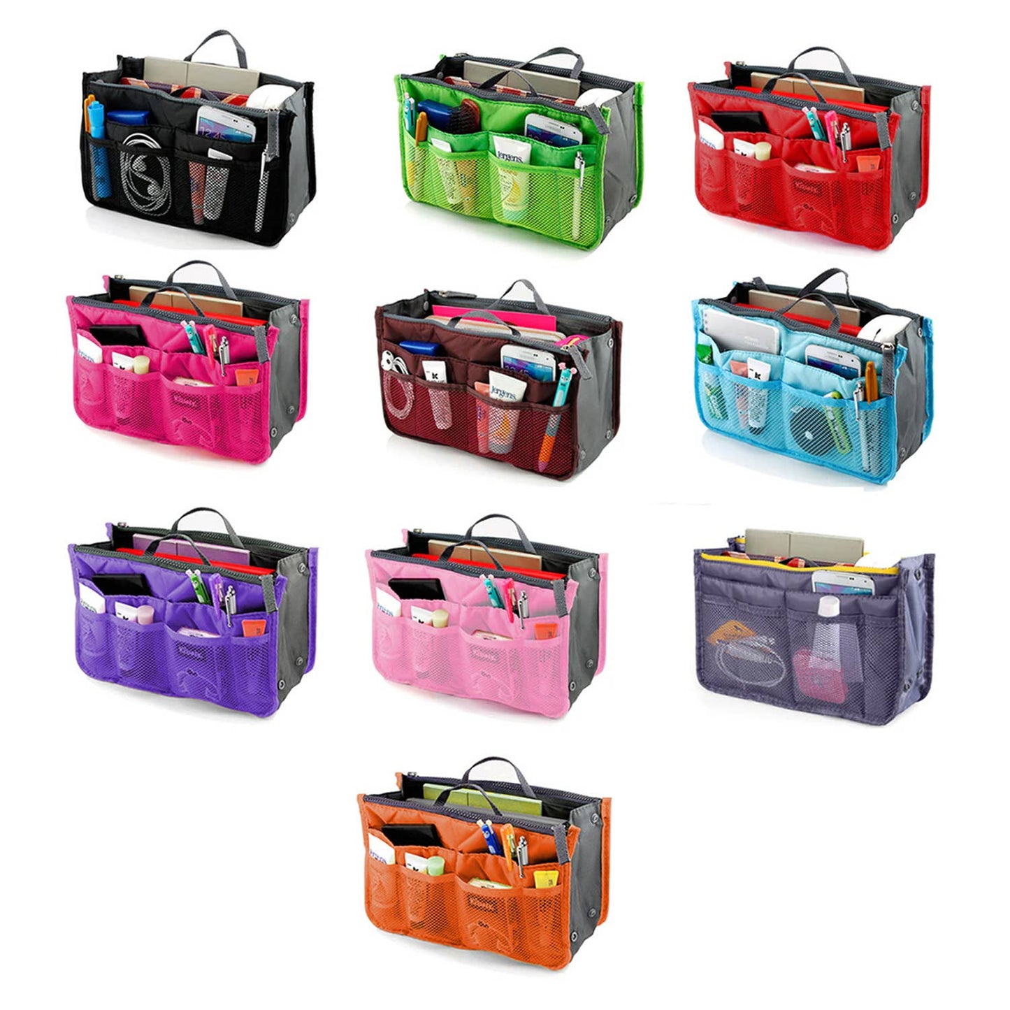 Travel Tote Handbag/Purse Insert Cosmetic Organizer: Purple