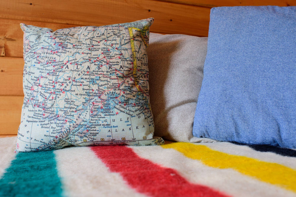 Cushion_Map Pillow Throw Pillow Decorative Map Pillow: Cover with Pillow Insert