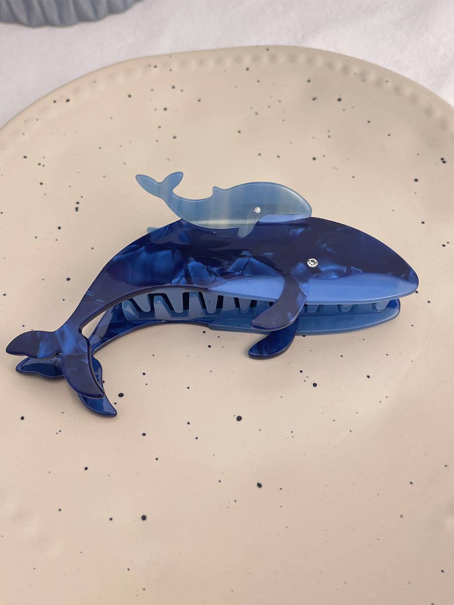 HAIR CLIPS: Ocean whale with baby