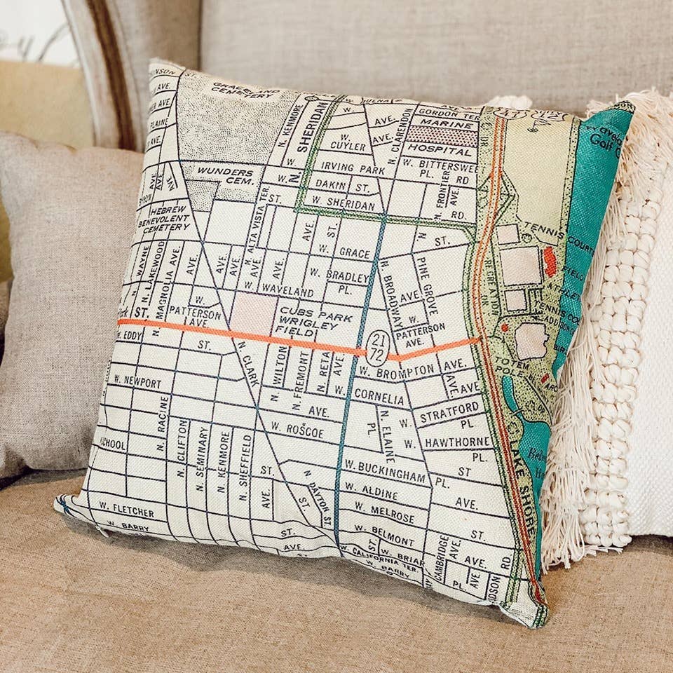 Cushion_Map Pillow Throw Pillow Decorative Map Pillow: Cover with Pillow Insert