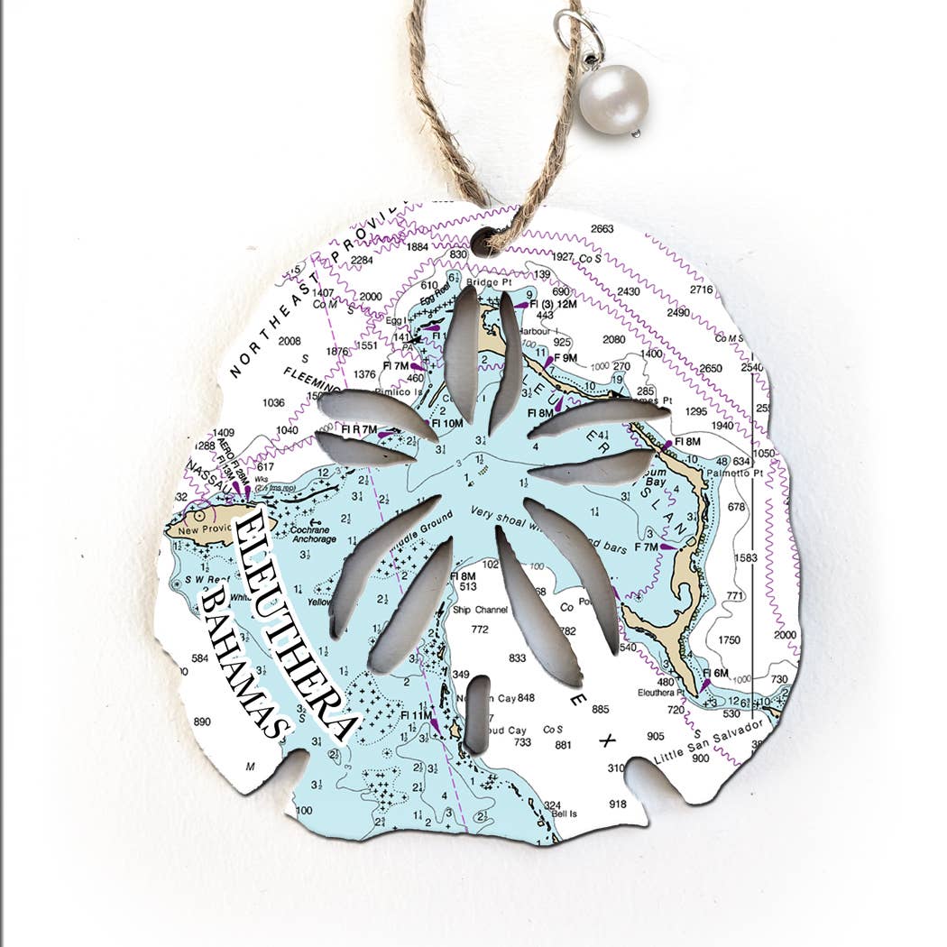 Wood Ornament - Sand Dollar Shape- Custom Map- BEST SELLER!`