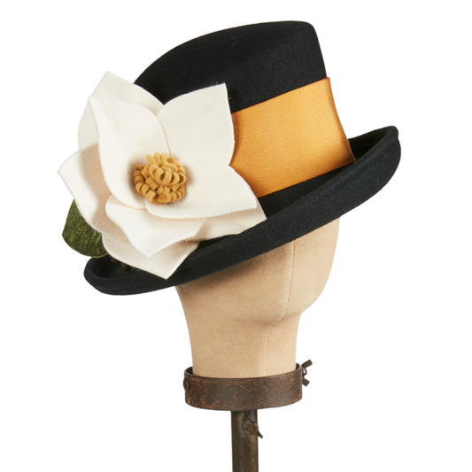 Wool Magnolia Asymmetrical Top Hat