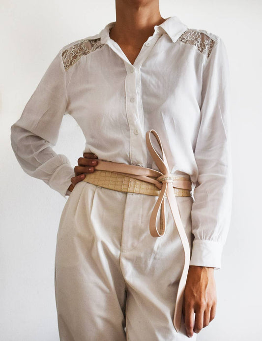 Wrap Belt   |    Midi Taupe Croco - OS