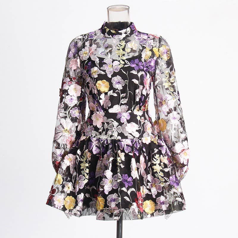 TAO   |    PS Black Floral Top &amp; A-Line Skirt Ensemble