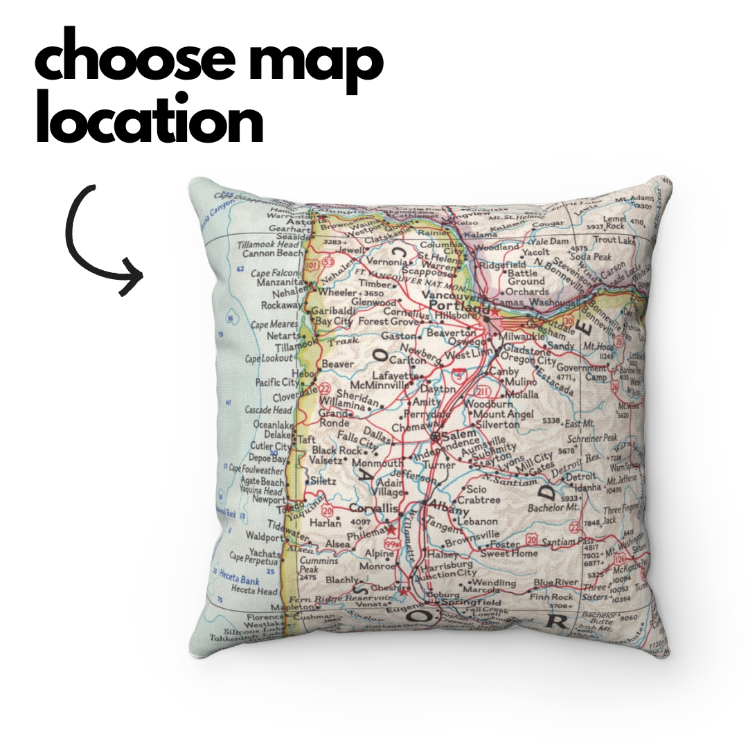 Cushion_Map Pillow Throw Pillow Decorative Map Pillow: Cover with Pillow Insert