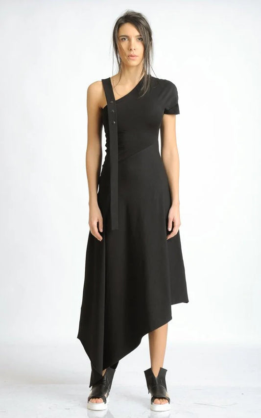 Metamorphoza   |   Asymmetric Cotton Black Dress